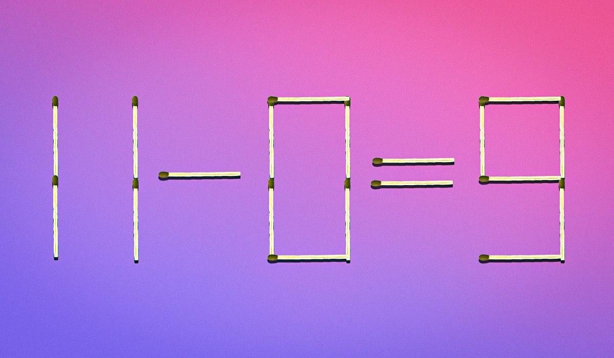 Για να κάνετε την εξίσωση σωστή, πρέπει να πάρετε το πάνω αριστερό σπίρτο από τον αριθμό 9 και να το τοποθετήσετε στη μέση του αριθμού 0. Έτσι ο αριθμός 9 θα μετατραπεί σε 3 και ο αριθμός 0 σε 8. Έτσι έχουμε τη σωστή εξίσωση: 11 - 8 = 3. Κολάζ Moje