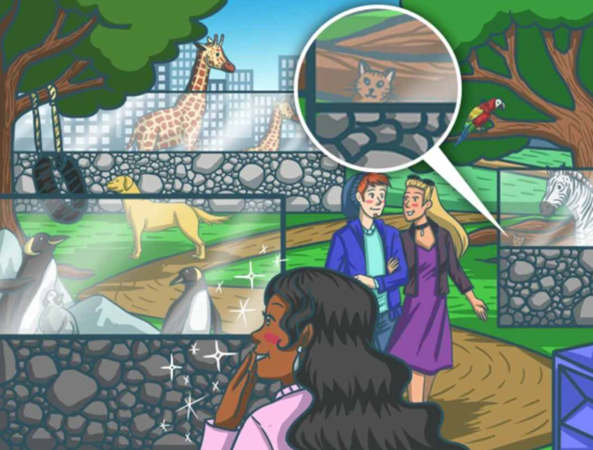 Η γάτα στο παζλ είναι δύσκολο να βρεθεί γρήγορα / Bright Side drawing